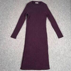 Marine Layer Ribbed Purple Marnie Wool Blend Sweater Midi‎ Dress Women Size M
